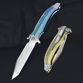 DDR Basketball Blade Two Colors VG10 Material Titanium Handle Big Hunting Knife UD408821